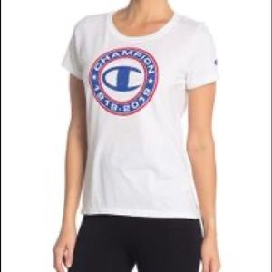 New Champion Retro tee white ltterman block large